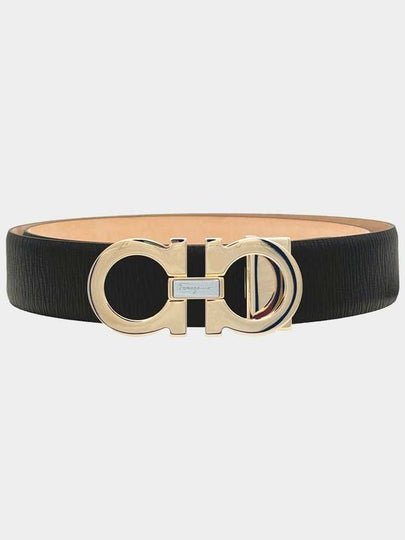 Reversible Gancini Leather Belt Black - SALVATORE FERRAGAMO - BALAAN 2