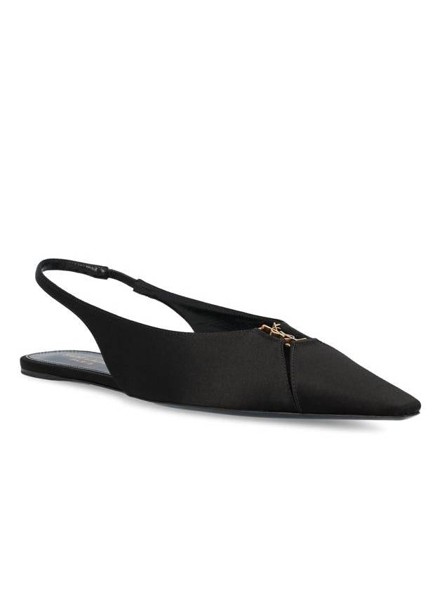 Babylon Satin Slingback Flat Black - SAINT LAURENT - BALAAN 3