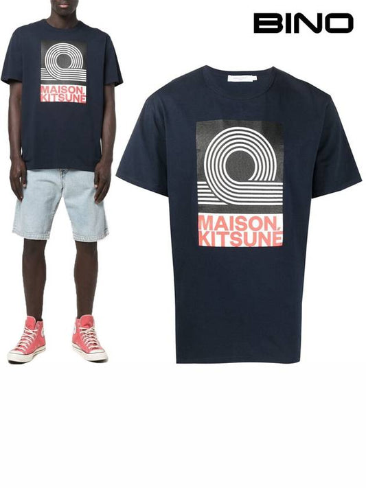 Black Anthony Burrill Logo Classic Cotton Short Sleeve T-Shirt Navy - MAISON KITSUNE - BALAAN 2