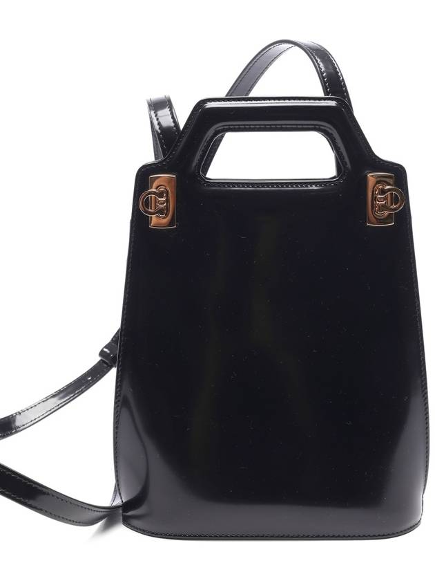 Wanda North South Mini Tote Bag Black - SALVATORE FERRAGAMO - BALAAN 2