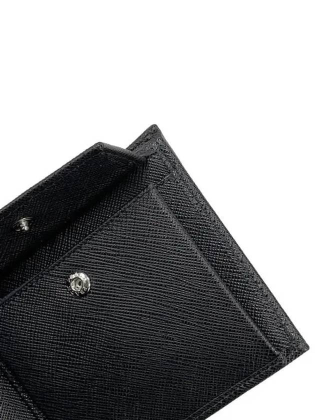 Saffiano Coin Pocket Triagle Logo Leather Wallet Black - PRADA - BALAAN 10