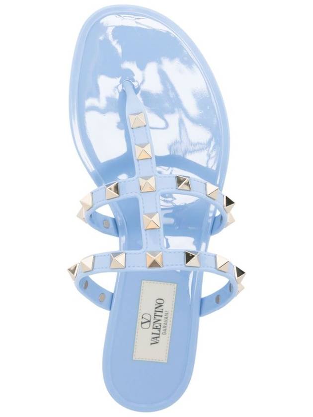 Rockstud Rubber Tongue Flip Flop Blue - VALENTINO - BALAAN 5