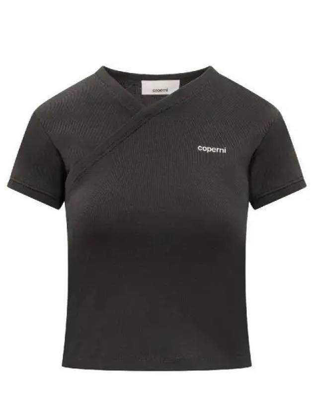 Coperni logo detail V neck crop T shirt 270647 - COPERNI - BALAAN 1