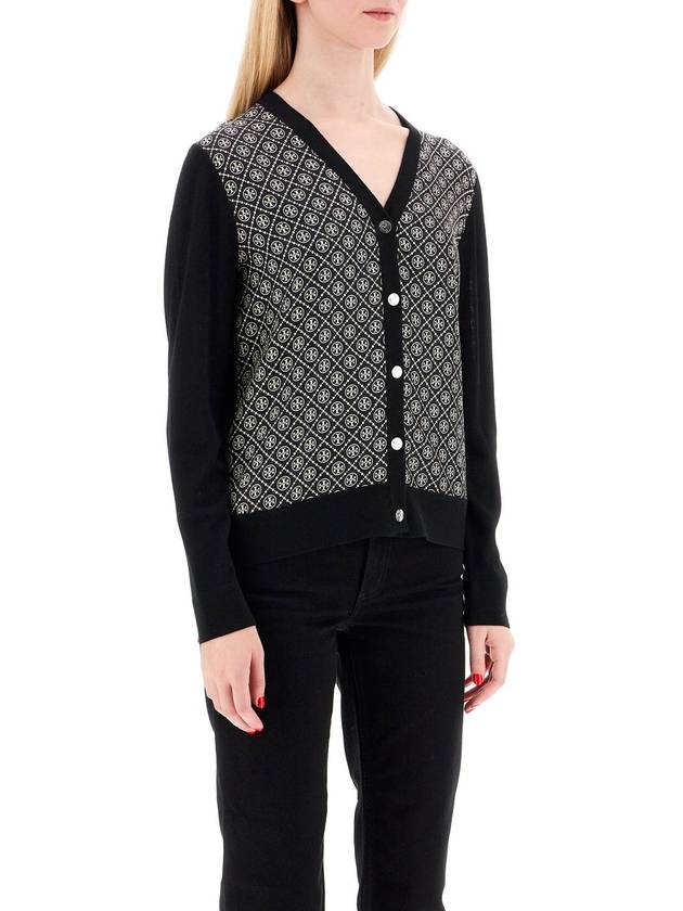 Logo Detail V-Neck Cardigan Black - TORY BURCH - BALAAN 3