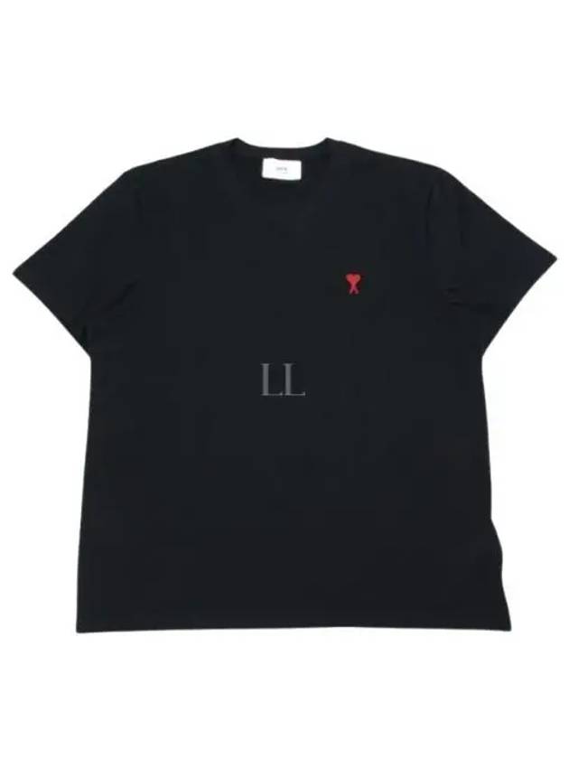 Small Heart Logo Short Sleeve T-Shirt Black - AMI - BALAAN 2