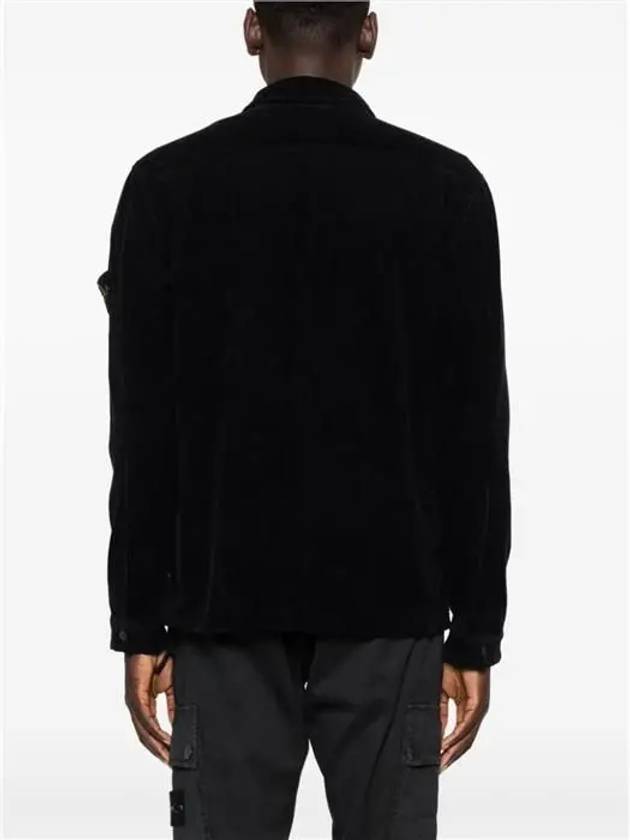 Organic Cotton Corduroy Zip-Up Jacket Black - STONE ISLAND - BALAAN 10