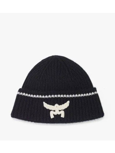 Logo Wool Recycled Cashmere Beanie Black - MCM - BALAAN 1