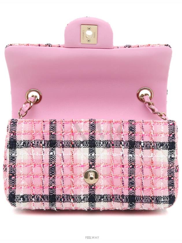 Classic Mini Cross Wool Tweed Gold Pink Clmi Chain Bag A69900 - CHANEL - BALAAN 9