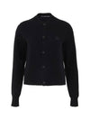 Face Patch Crop Cardigan Black - ACNE STUDIOS - BALAAN 2