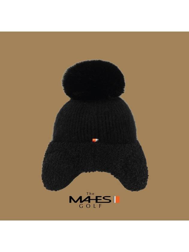 Logo ball cap black orange label fleece earmuffs drop beanie cap EC00727 - MAHES - BALAAN 3