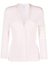 4 Bar Pointelle V Neck Cardigan Light Pink - THOM BROWNE - BALAAN 1