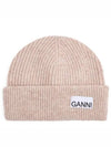 Women's Logo Wool Beanie Sand Beige - GANNI - BALAAN 2