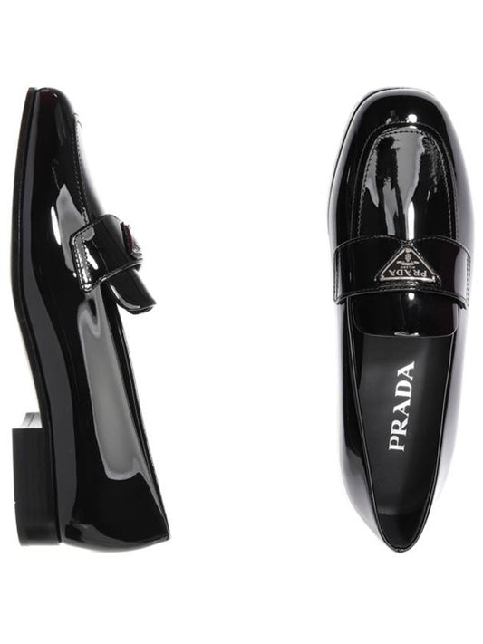 Brushed Patent Leather Loafers Black - PRADA - BALAAN 1