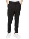 Men's Mohair Wool Straight Pants Black - PRADA - BALAAN 6