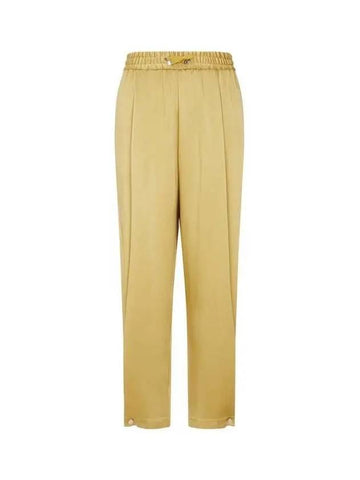 Women s Glossy Snap Button Hem Pants Yellow 270379 - HERNO - BALAAN 1