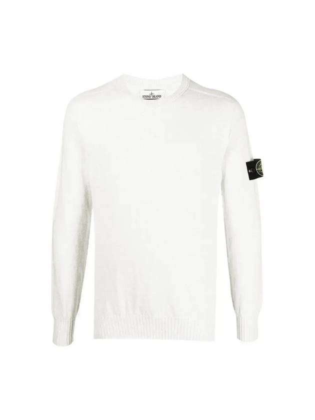 Men's Wappen Patch Crew Neck Knit Top White - STONE ISLAND - BALAAN 1