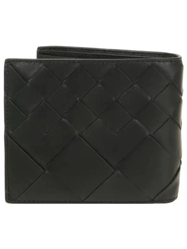 Intrecciato Leather Bi Fold Half Wallet Black - BOTTEGA VENETA - BALAAN 4