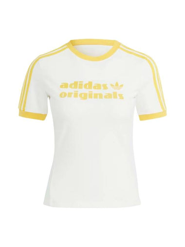 Tight Logo Short Sleeve T-Shirt Yellow White - ADIDAS - BALAAN 1