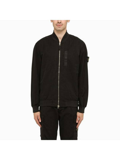 Men's Cupro Cotton Twill TC Bomber Jacket Black - STONE ISLAND - BALAAN 2