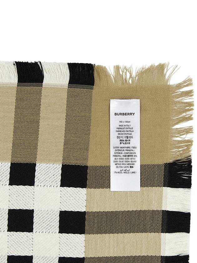 Montage Print Large Square Silk Wool Scarf Beige - BURBERRY - BALAAN 10