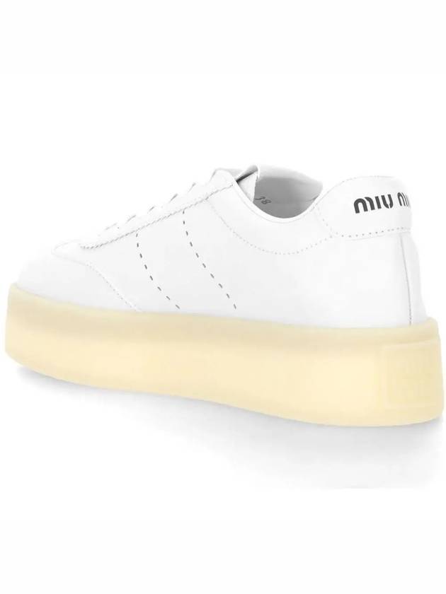 Logo Patch Lace-Up Low Top Sneakers White - MIU MIU - BALAAN 5