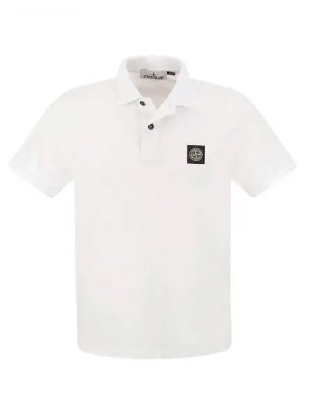 Pique Stretch Cotton Short Sleeve Polo Shirt White - STONE ISLAND - BALAAN 2