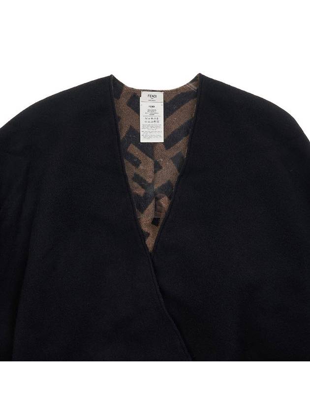 FF Reversible Wool Cashmere Cape Brown Black - FENDI - BALAAN 4