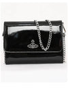 ORB Logo Chain Leather Flap Cross Bag Black - VIVIENNE WESTWOOD - BALAAN 3