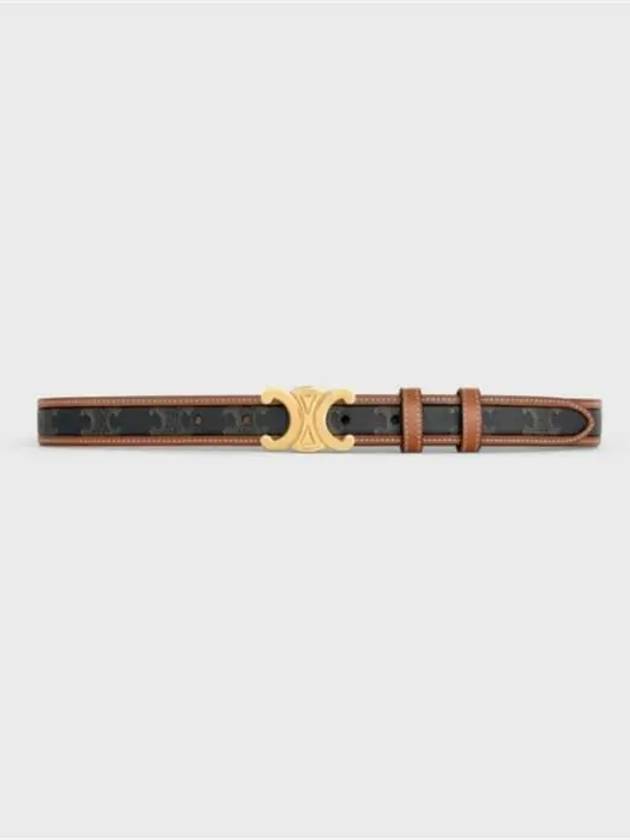 Women's Medium Triomphe Canvas Calfskin Belt Brown - CELINE - BALAAN 3