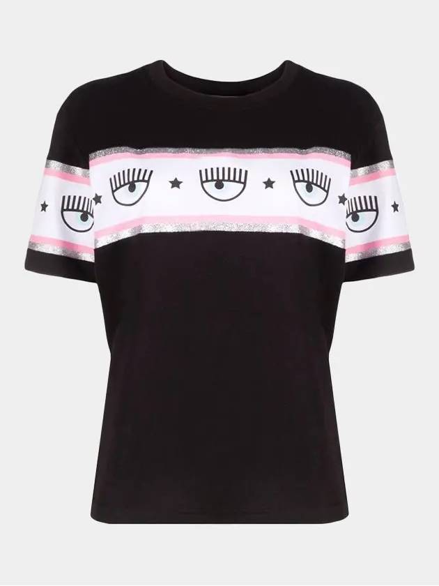 Eye Logo Cotton Short Sleeve T-Shirt Black - CHIARA FERRAGNI - BALAAN 2