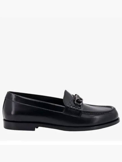 V Logo Chain Leather Loafers Black - VALENTINO - BALAAN 2