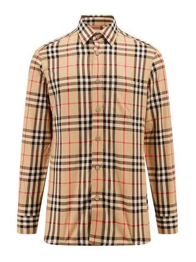 Check Cotton Long Sleeve Shirt Beige - BURBERRY - BALAAN 2