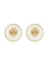 Kira Enamel Circle Stud Earrings White Gold - TORY BURCH - BALAAN 2