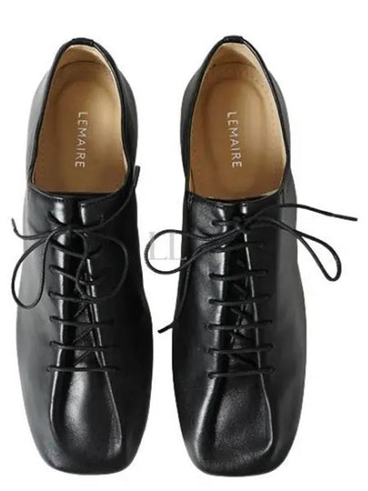 Square Toe Lambskin Lace Up Derby Black - LEMAIRE - BALAAN 2