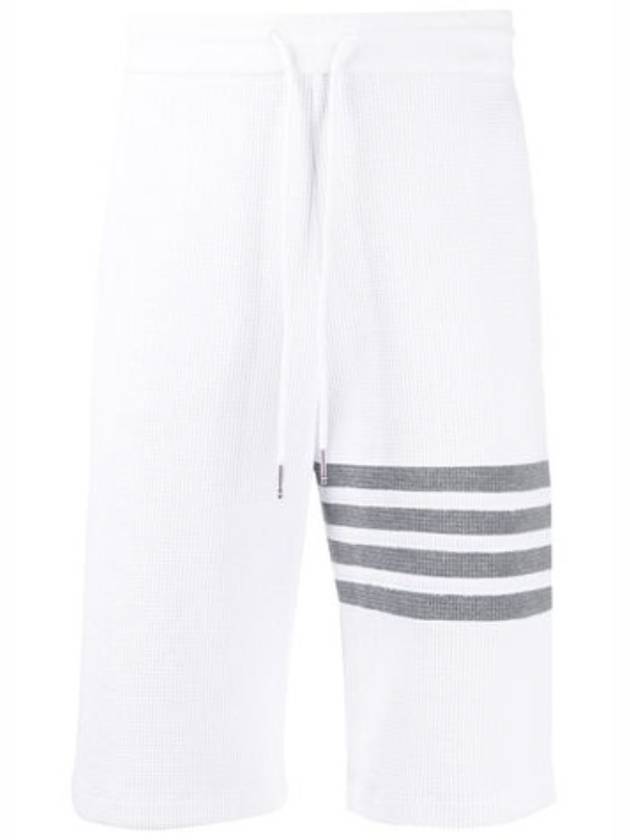 Waffle 4-Bar Stripe Shorts White - THOM BROWNE - BALAAN 2