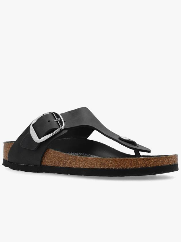 Gizeh Big Buckle Natural Leather Flip Flop Black - BIRKENSTOCK - BALAAN 5