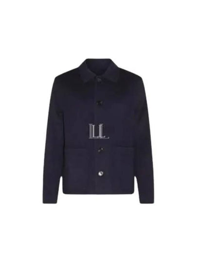 Pocket Patch Wool Blend Jacket Navy - AMI - BALAAN 2