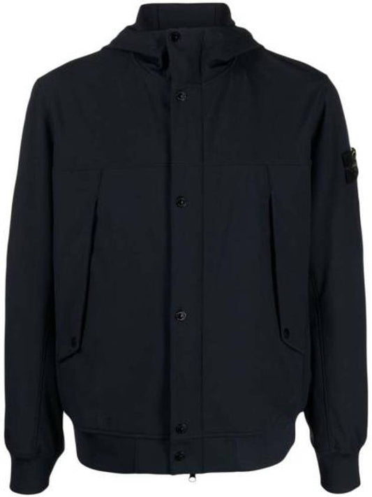Light Soft Shell R E Dye Technology In Recycled Polyester Hooded Jacket Black - STONE ISLAND - BALAAN 1