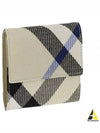 Checked Leather Half Wallet Beige - BURBERRY - BALAAN 2