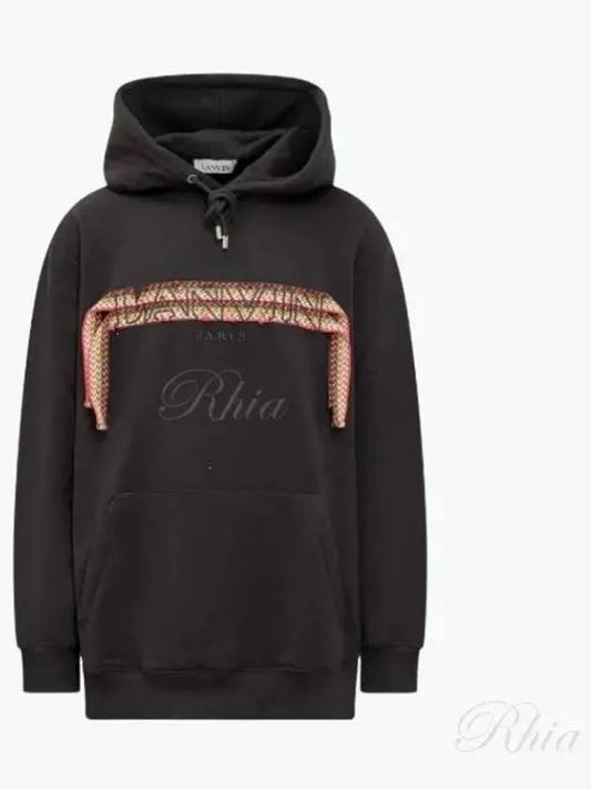 Logo Applique Oversized Fit Hoodie Black - LANVIN - BALAAN 2