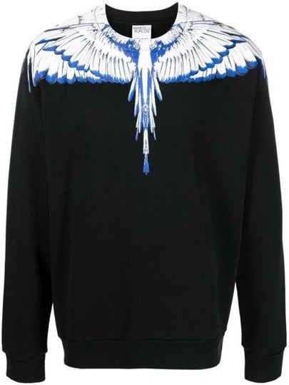 Icon Wing Print Crew Neck Sweatshirt Black Blue - MARCELO BURLON - BALAAN 2