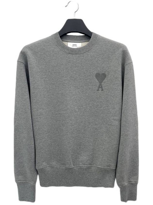 Tone On Tone Big Heart Logo Sweatshirt Grey - AMI - BALAAN 2