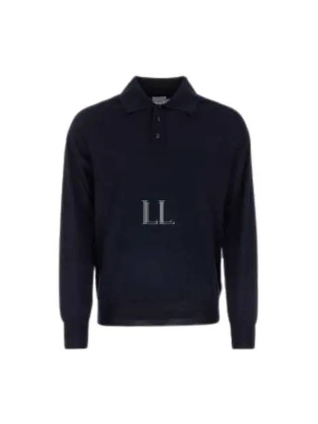 Long Sleeve Polo Knit Top Navy - BOTTEGA VENETA - BALAAN 2