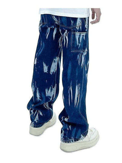 Tie Dye Washed Carpenter Denim Pants Blue - FLAVORISM - BALAAN 2