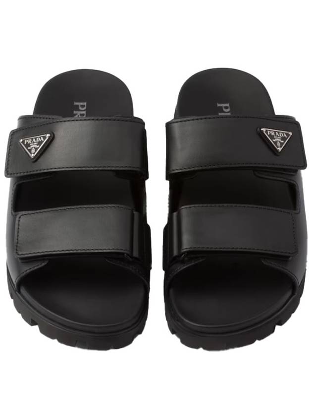 Strap Leather Sandals Black - PRADA - BALAAN 4