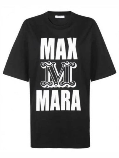 Carlo Logo Cotton Short Sleeve T-Shirt Black - MAX MARA - BALAAN 2