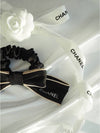 Logo Ribbon Silk Scrunch Hairband Black - CHANEL - BALAAN 4