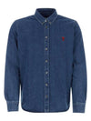 De Coeur Embroidered Denim Long Sleeve Shirt Blue - AMI - BALAAN 2