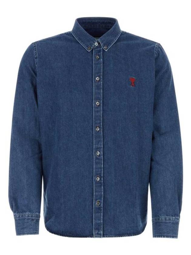 De Coeur Embroidered Denim Long Sleeve Shirt Blue - AMI - BALAAN 2