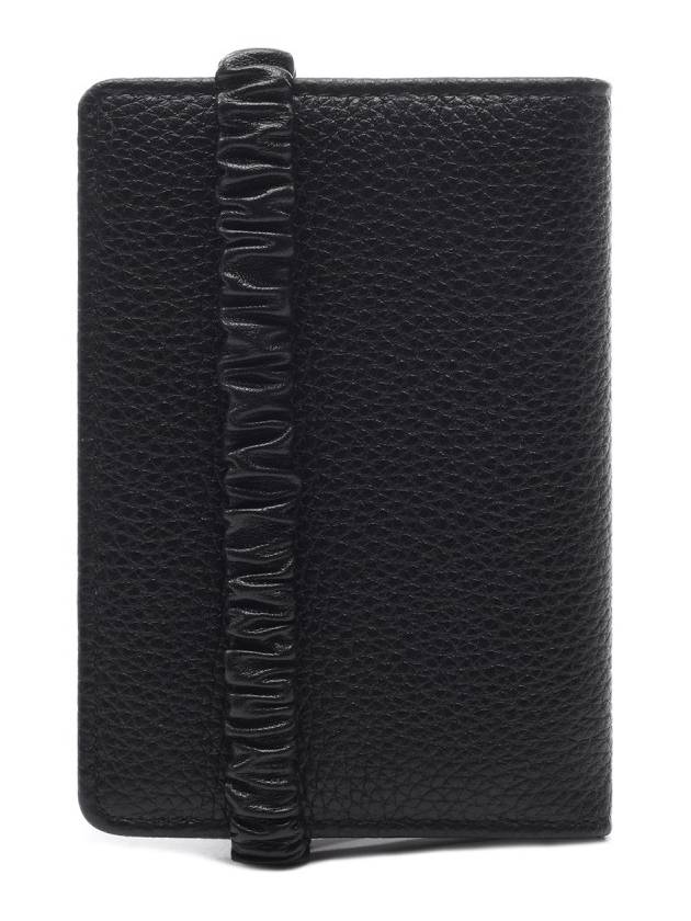 Logo Plaque Bifold Wallet Black - MIU MIU - BALAAN 5